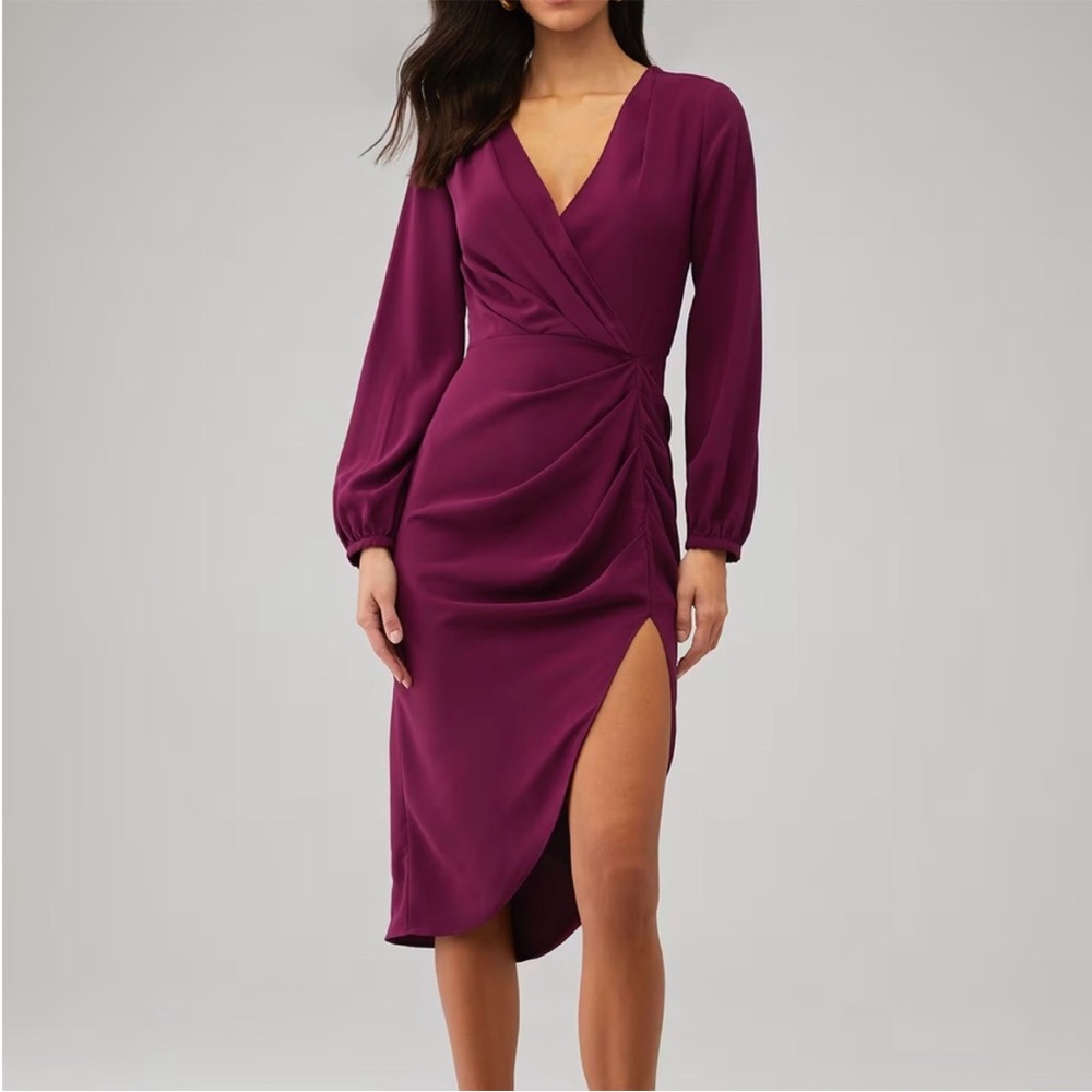Amanda Uprichard Roma 100% Silk Dress Aubergine Large L - Picture 6 of 9